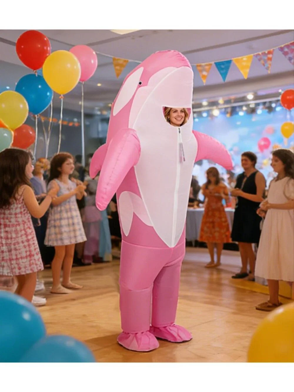 Inflatable Killer Whale Costume - Fun Air Blow-Up Orca Suit for Adults Halloween